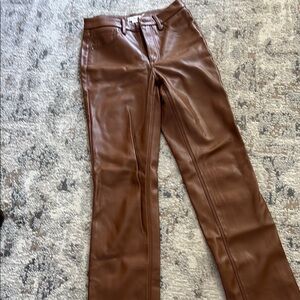 Brown Faux Leather Pants
